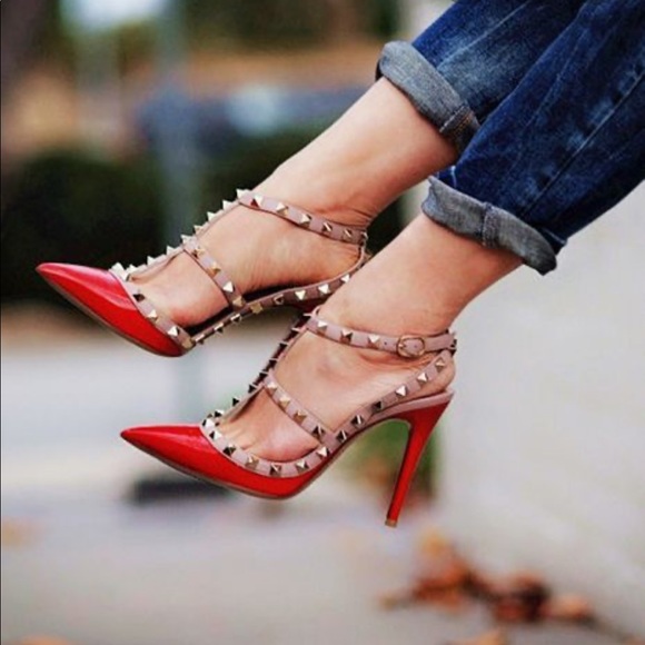Red patent rockstud Valentino - Picture 2 of 6